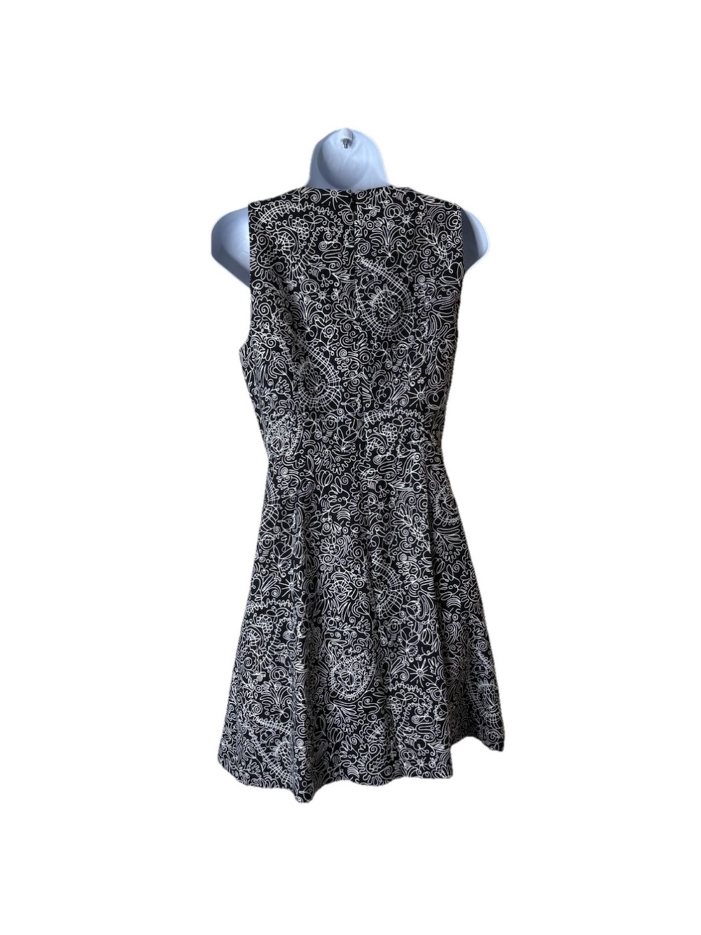 Tory Burch Paisley Doodle Sheath Dress Black White Sleeveless Size 2 - Picture 2 of 3